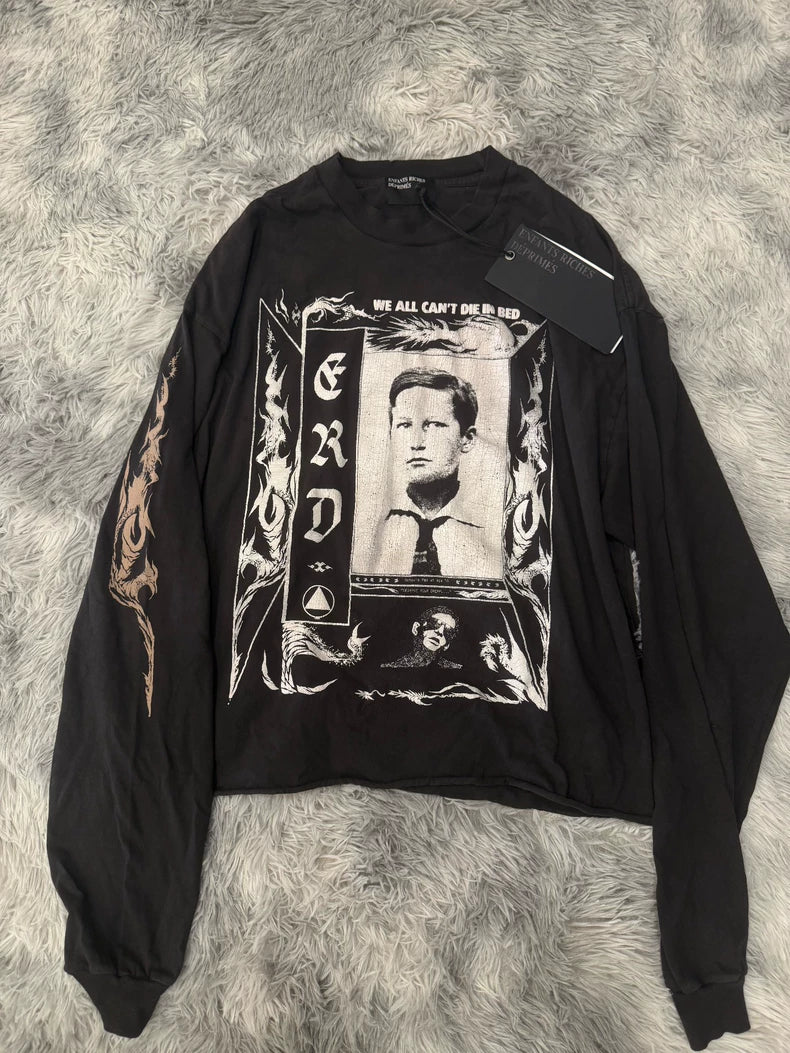 ERD Distressed Portrait Long Sleeve Sweatshirt-yf