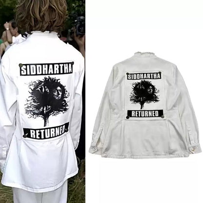 Raf Simons White religious denim jacket