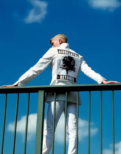 Raf Simons White religious denim jacket