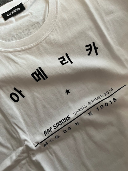 Raf Simons 18ss White Korean Slogan Short Sleeve