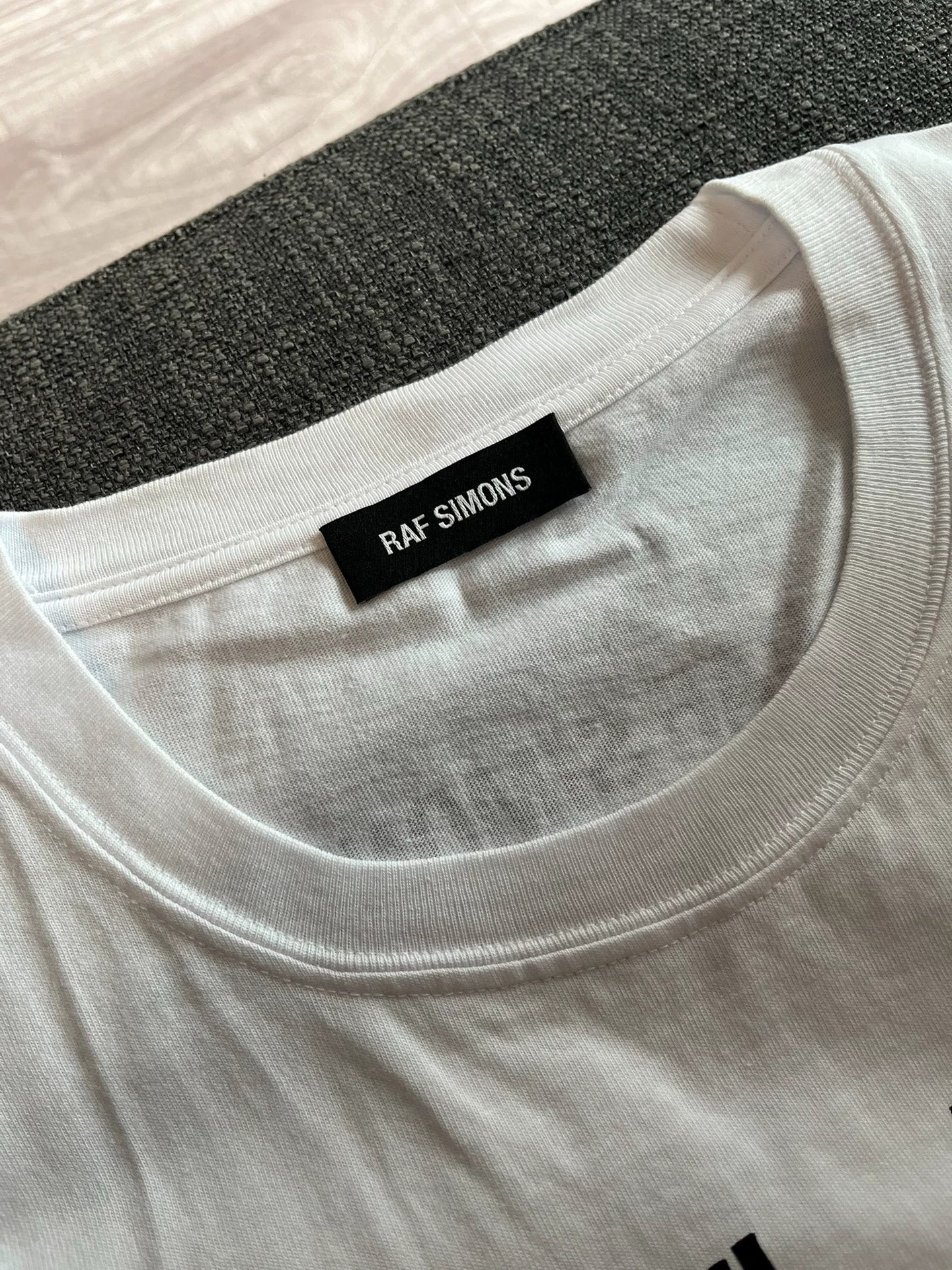 Raf Simons 18ss White Korean Slogan Short Sleeve