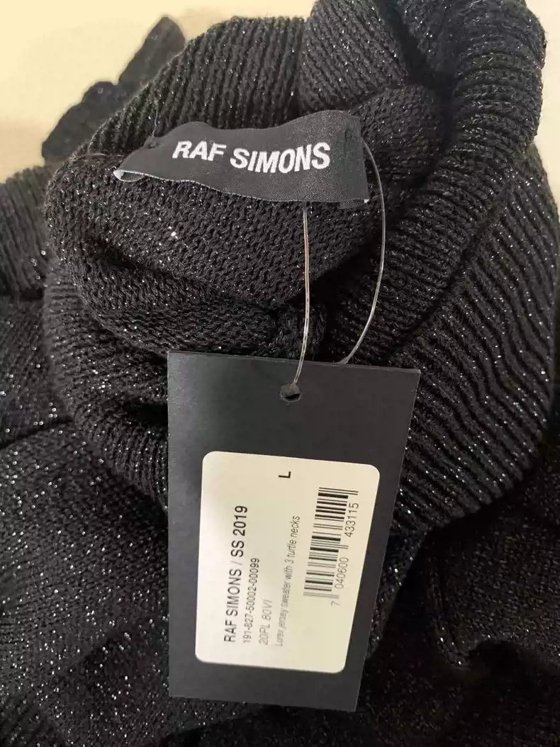 Raf Simons 19SS silver thread knitted deconstructed sweater