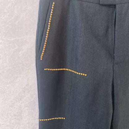 Raf Simons Show wool row drill rhinestone trousers