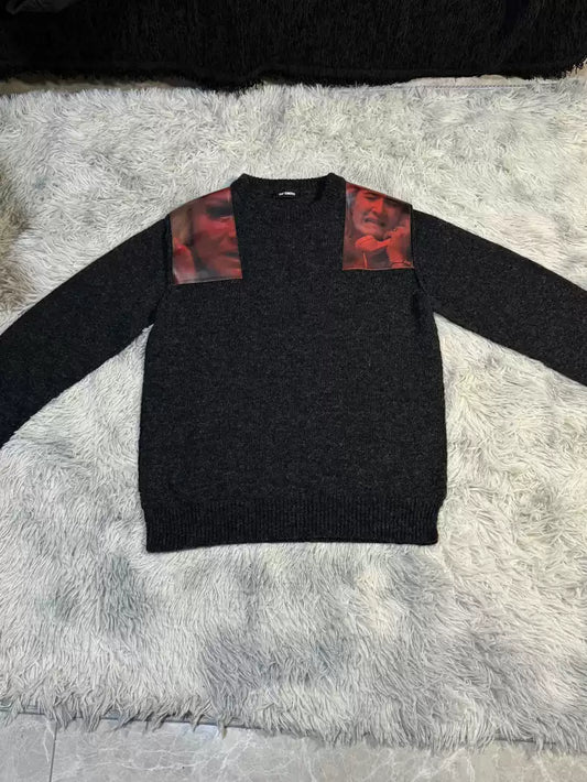 [Raf simons 】19aw portrait silhouette patch sweater
