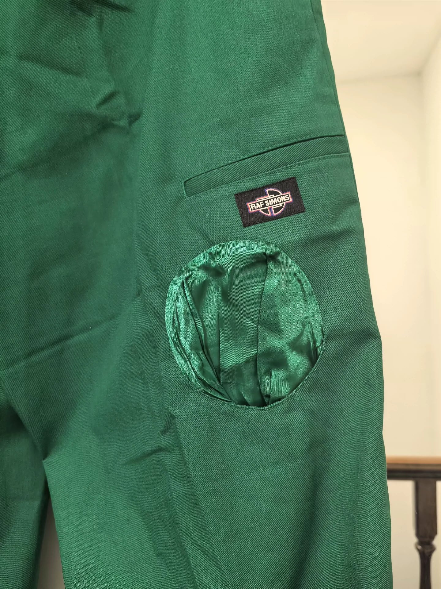 Raf Simons Men's green cotton trousers