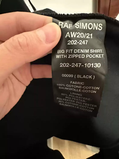 Raf simons denim black chain silhouette shirt