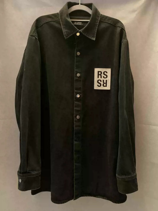 Raf simons 20AW washed leather black denim jacket