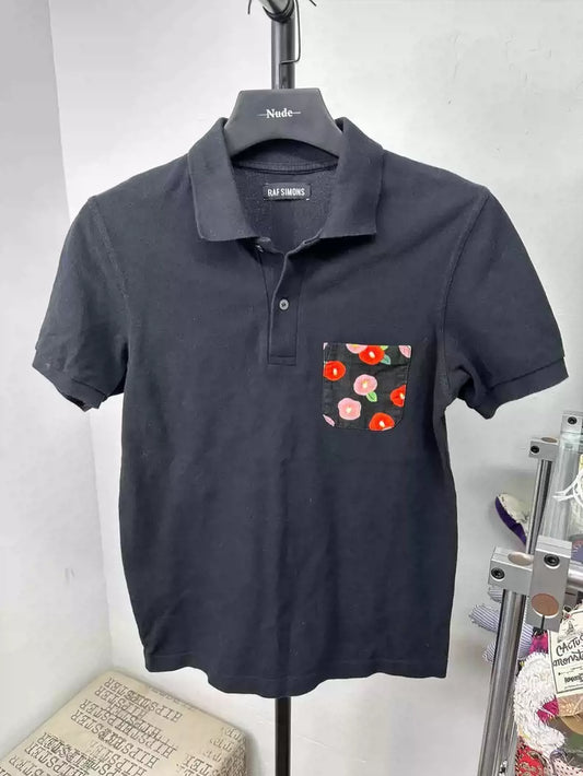 Raf simons 14ss flower printed polo shirt