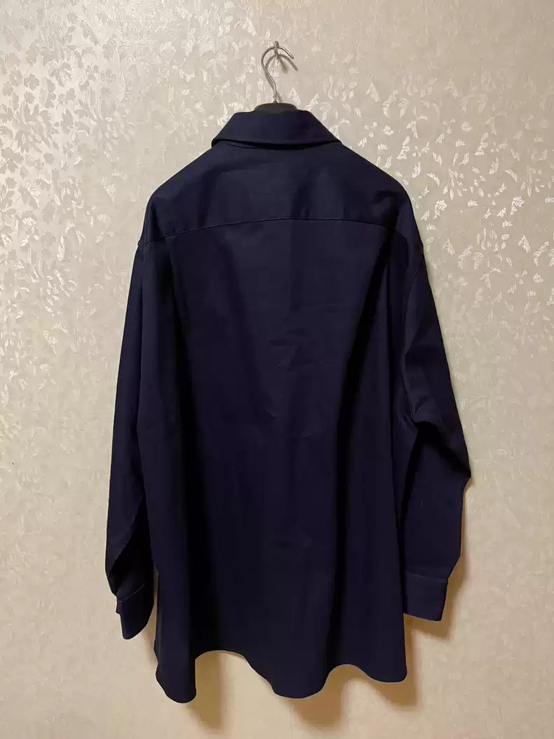 Raf Simons 19SS navy blue portrait leather denim jacket DSM limited