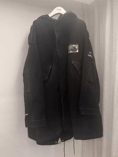 Raf Simons Patch badge washed to make old parka coat windbreaker