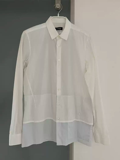 Raf Simons Men's blue and white stitching shirt