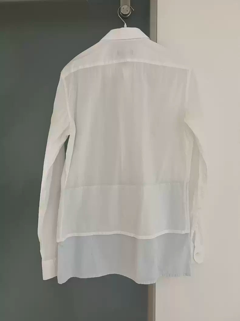 Raf Simons Men's blue and white stitching shirt