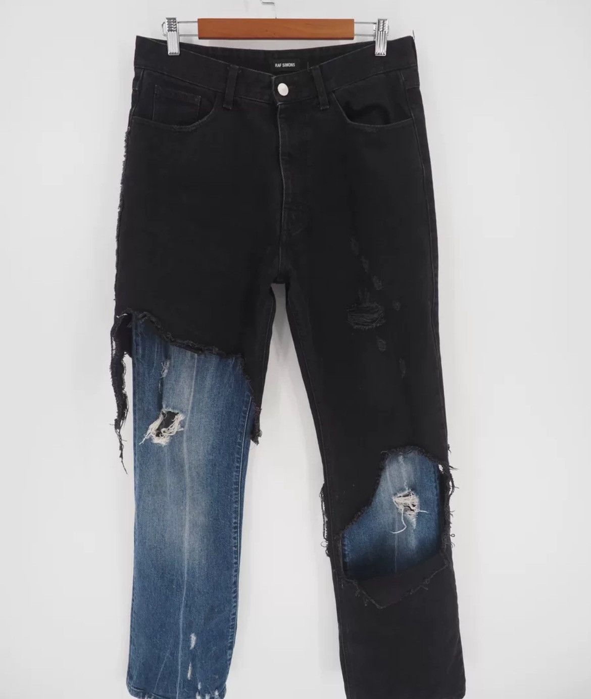 RAF SIMONS blueblack stitching double jeans - DMC