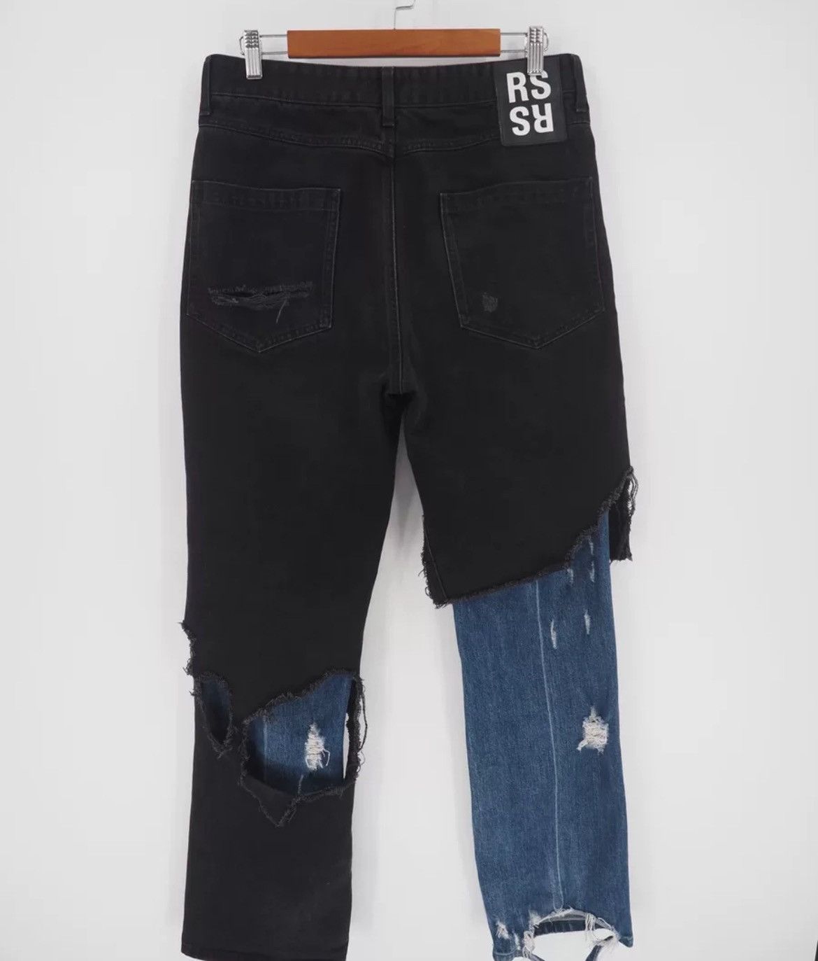 RAF SIMONS blueblack stitching double jeans - DMC