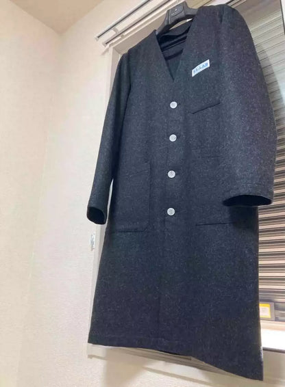 Raf Simons 20SS wool collarless laboratory coat trench coat