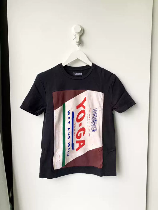 Raf Simons Show Yoga stitching fabric short sleeve T-shirt