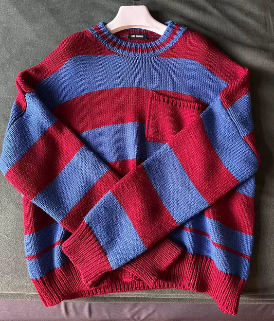 Raf Simons red and blue layered sweater