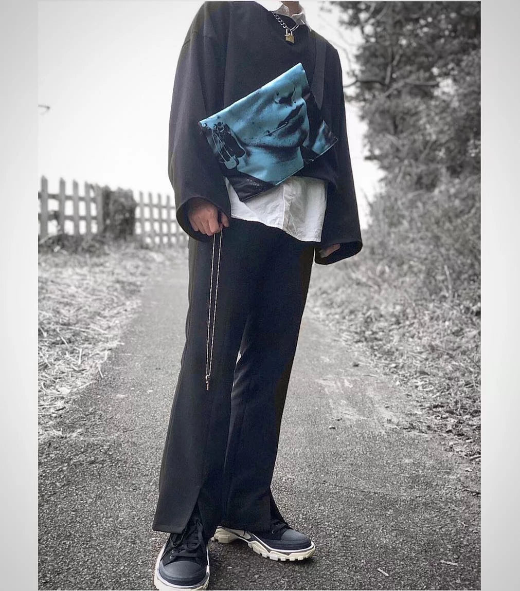 Raf Simons X Eastpak blue portrait printed crossbody bag