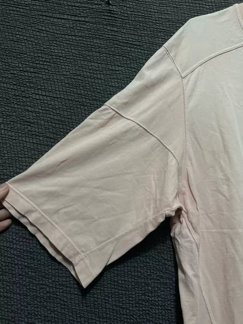 Rick Owens 23ss new dirty pink irregular pioneer cut ribbon cotton short sleeves