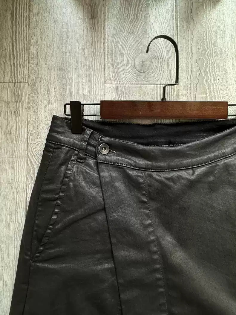 Rick Owens DRKSHDW brushed wax denim skirt pants