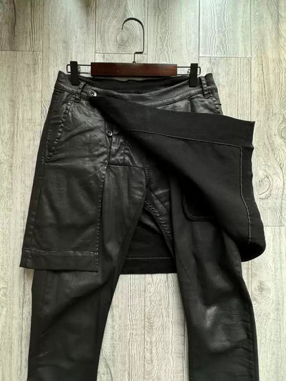 Rick Owens DRKSHDW brushed wax denim skirt pants