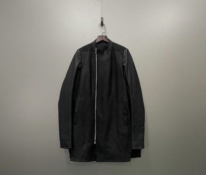 Rick Owens black diagonal leather jacket - DMC