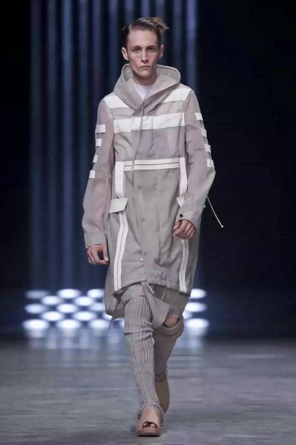 Rick Owens 13ss show perspective ribbon fishtail coat G-Dragon with ribbon trench coat.
