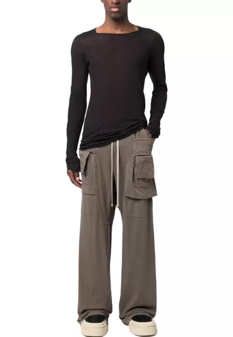 Rick Owens Drkshdw 23SS double-ring cotton pocket tooling tether wide-leg pants