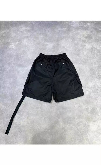 Rick Owens 24SS straight soft shell fabric drawstring zipper cropped shorts