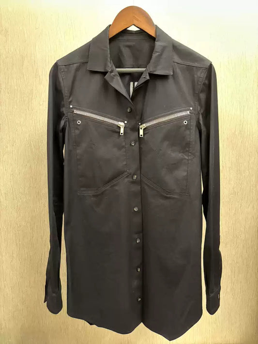 Rick Owens Main line TE double zipper pocket black shirt