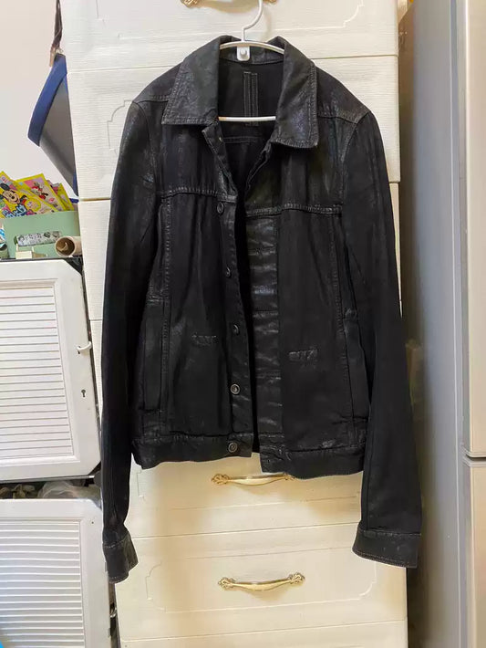 Rick Owens Wax-coated denim jacket