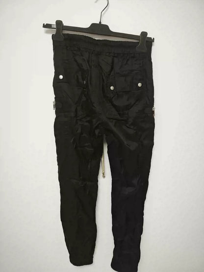 Rick Owens 5 zipper decorative drawstring long thin casual pants