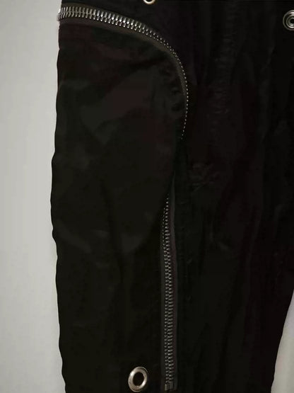 Rick Owens 5 zipper decorative drawstring long thin casual pants