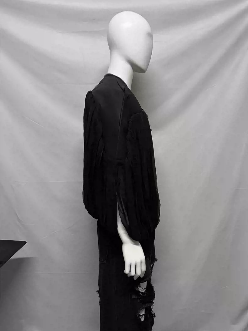 Rick Owens Long mesh shoulder pad silhouette vest vest