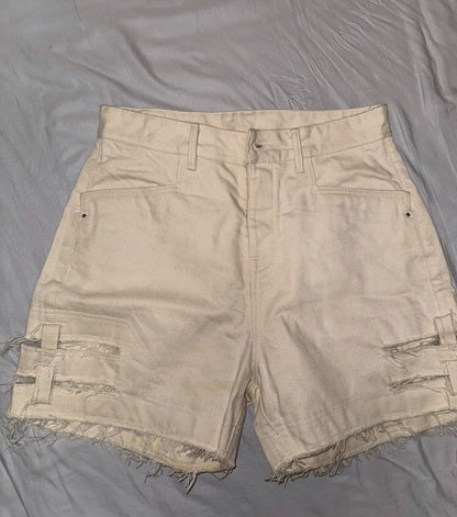 Rick Owens 22s show knife cut beige shorts - DMC