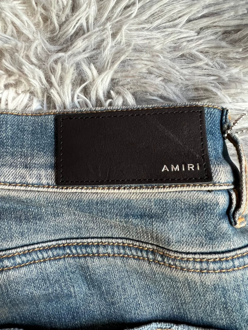 Amiri mx1 Distressed Blue Denim Pants