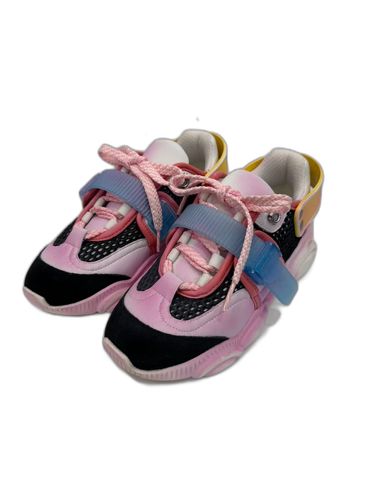 Pink and Black Sneakers with Velcro Straps