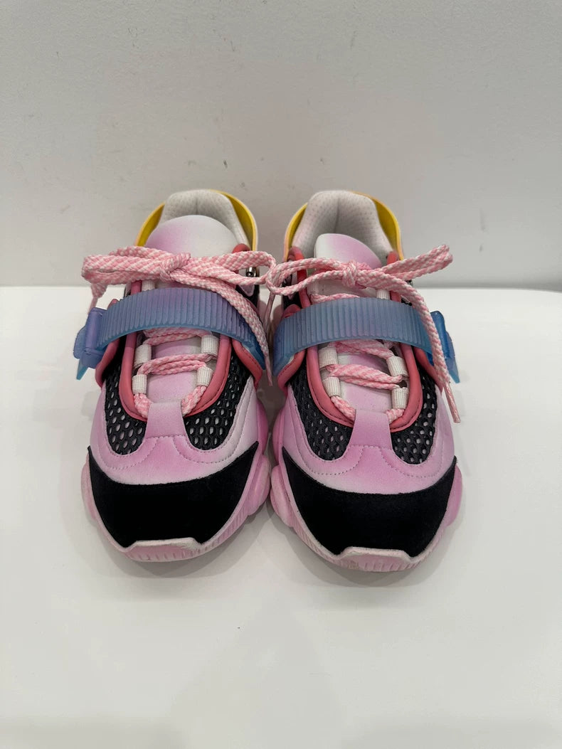 Pink and Black Sneakers with Velcro Straps