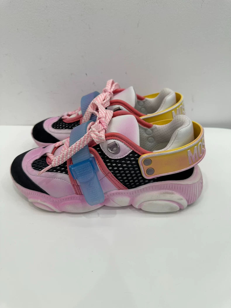Pink and Black Sneakers with Velcro Straps