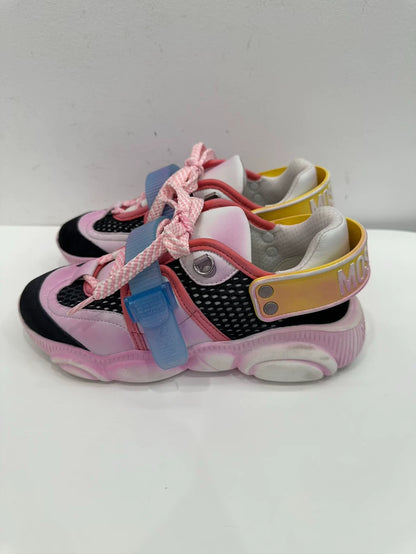 Pink and Black Sneakers with Velcro Straps