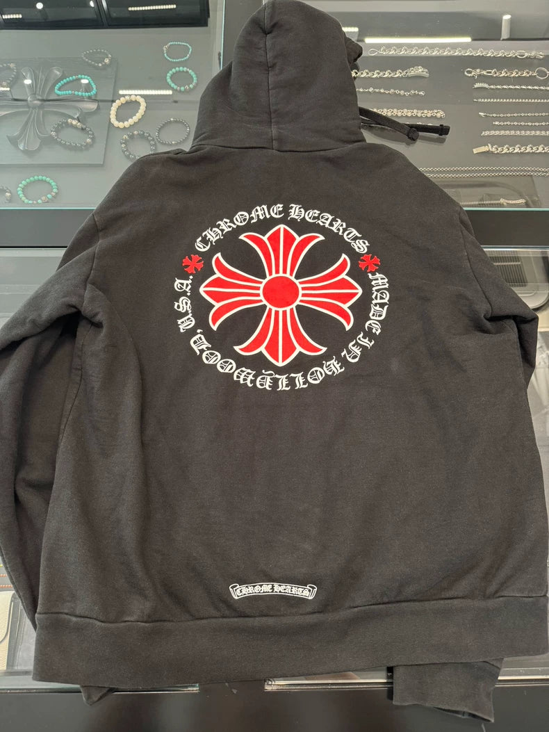 Chrome Hearts Black Red Cross Hoodie-yf