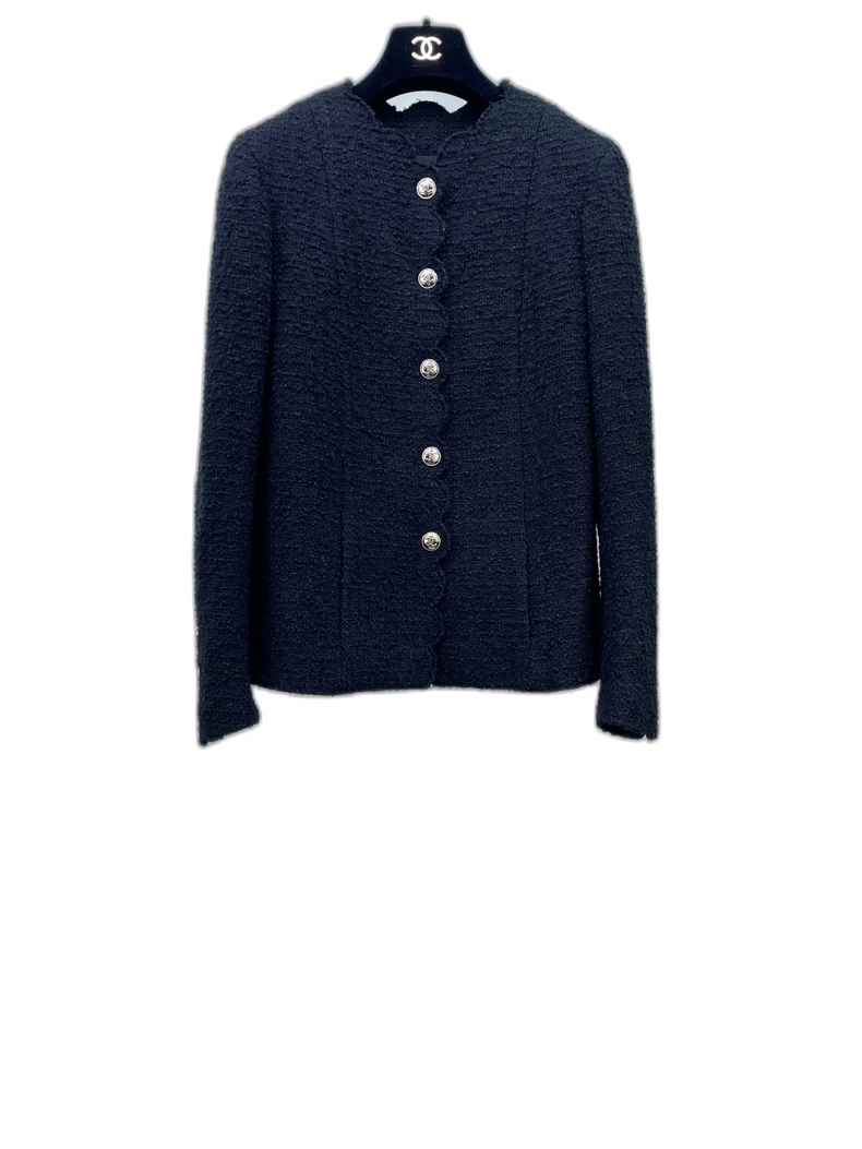 Chanel Black Gold Wave Edged Jacket