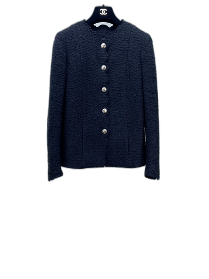 Chanel Black Gold Wave Edged Jacket