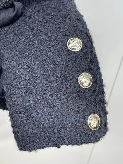 Chanel Black Gold Wave Edged Jacket