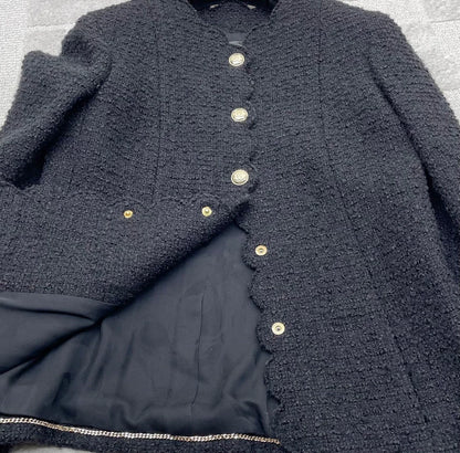 Chanel Black Gold Wave Edged Jacket