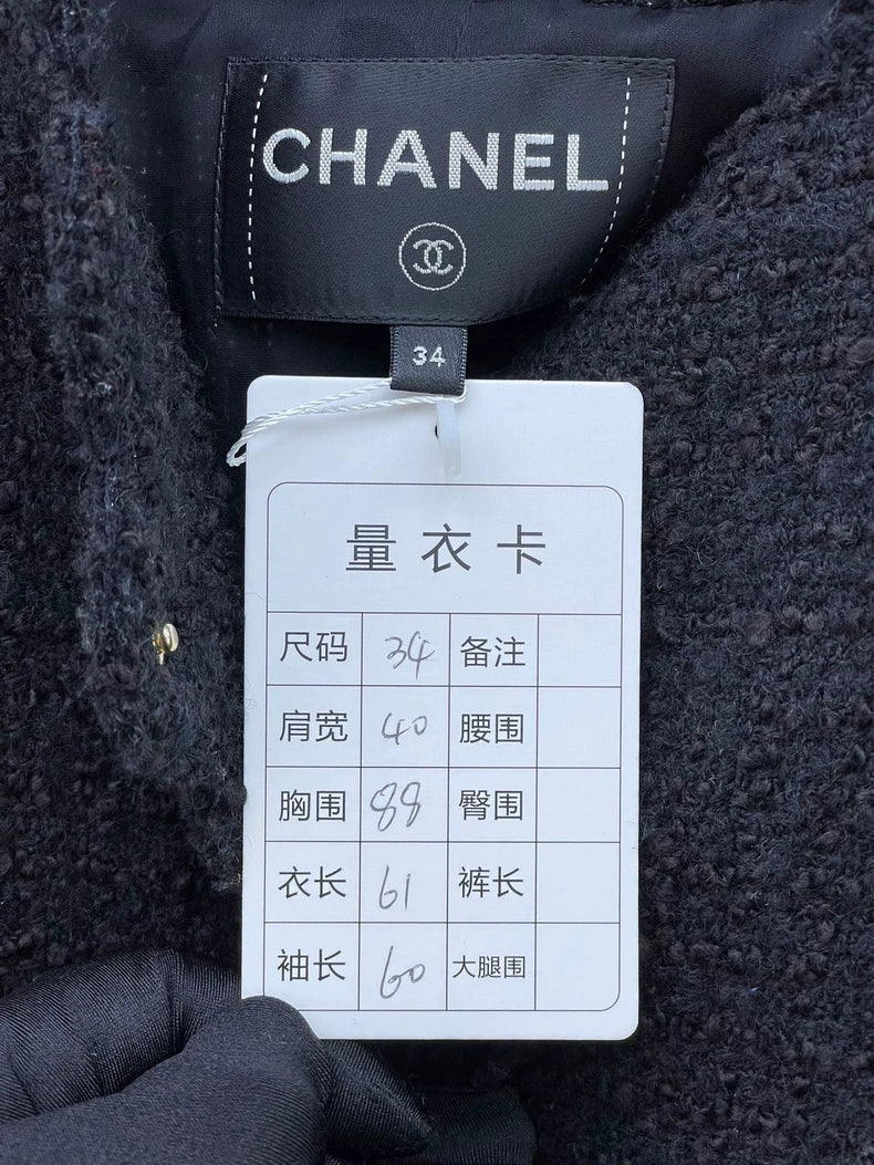 Chanel Black Gold Wave Edged Jacket