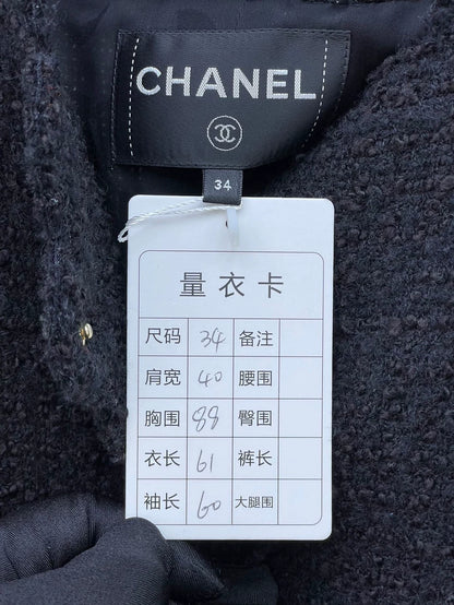 Chanel Black Gold Wave Edged Jacket