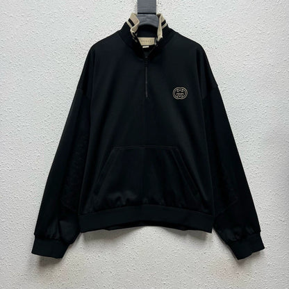 Gucci Black Monogram Half-Zip Jacket-yf