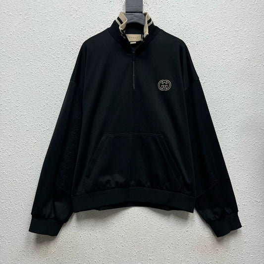 Gucci Black Monogram Half-Zip Jacket-yf
