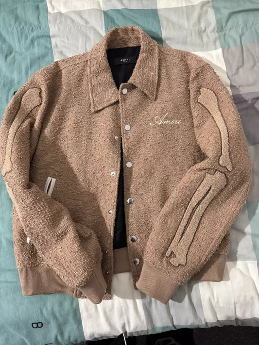 Rare Amiri Bone Baseball Jacket in Khaki